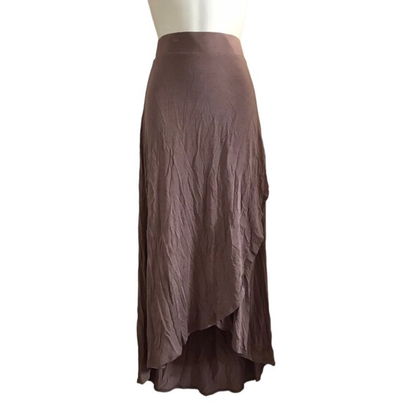 LOGO By LORI GOLDSTEIN Sz S Tulip Hem Maxi Skirt in Mushroom Modal Jersey Knit - Picture 2 of 7